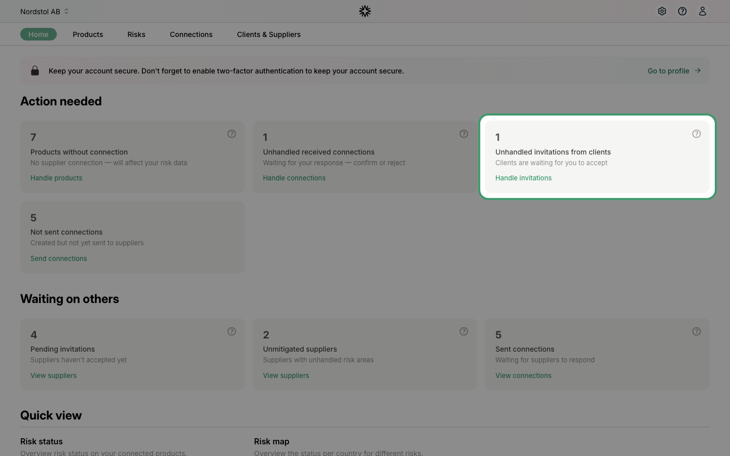 Pending invitations on the dashboard