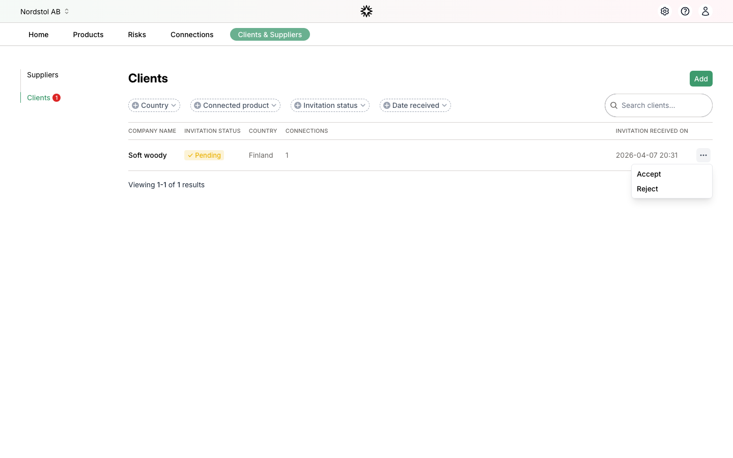 Accept or reject dropdown menu