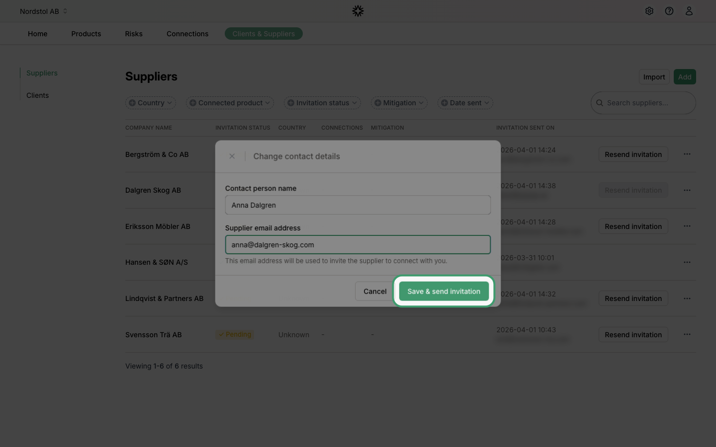 Change contact details