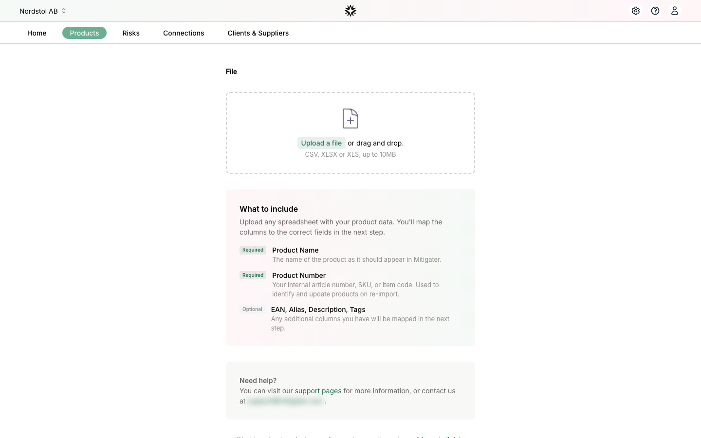 Upload your products file