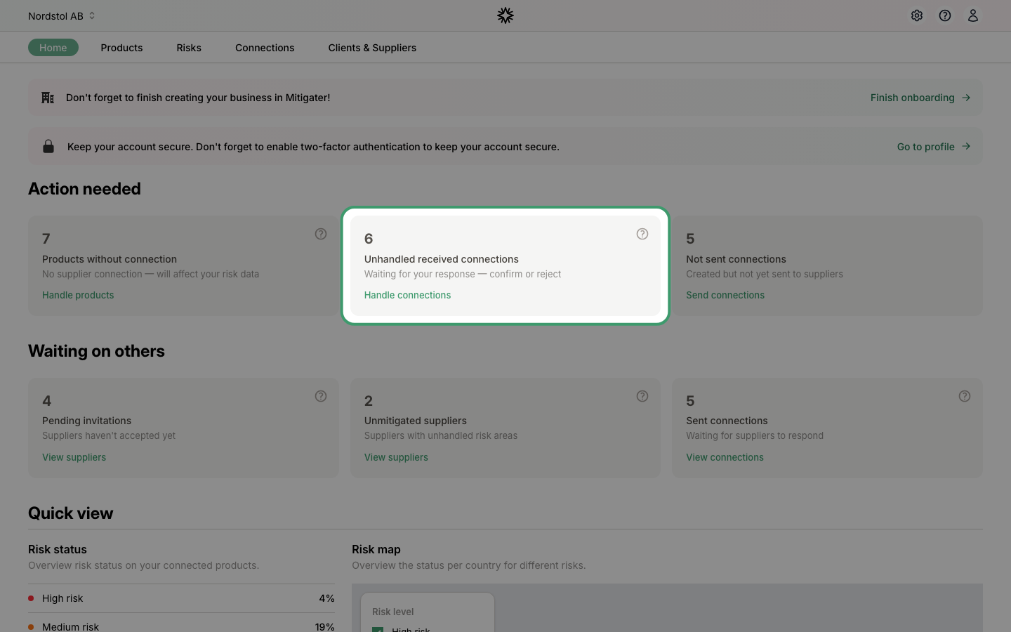 Unhandled received connections on the dashboard